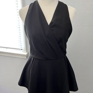 Black Vneck Romper Shorts